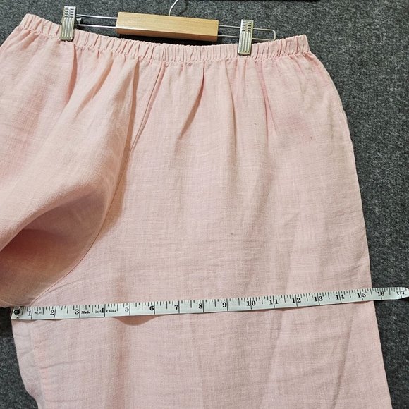 Russ Berens Pants Womens Size Large 100% Linen Pink Elastic Waist Loose Fit - Picture 10 of 15